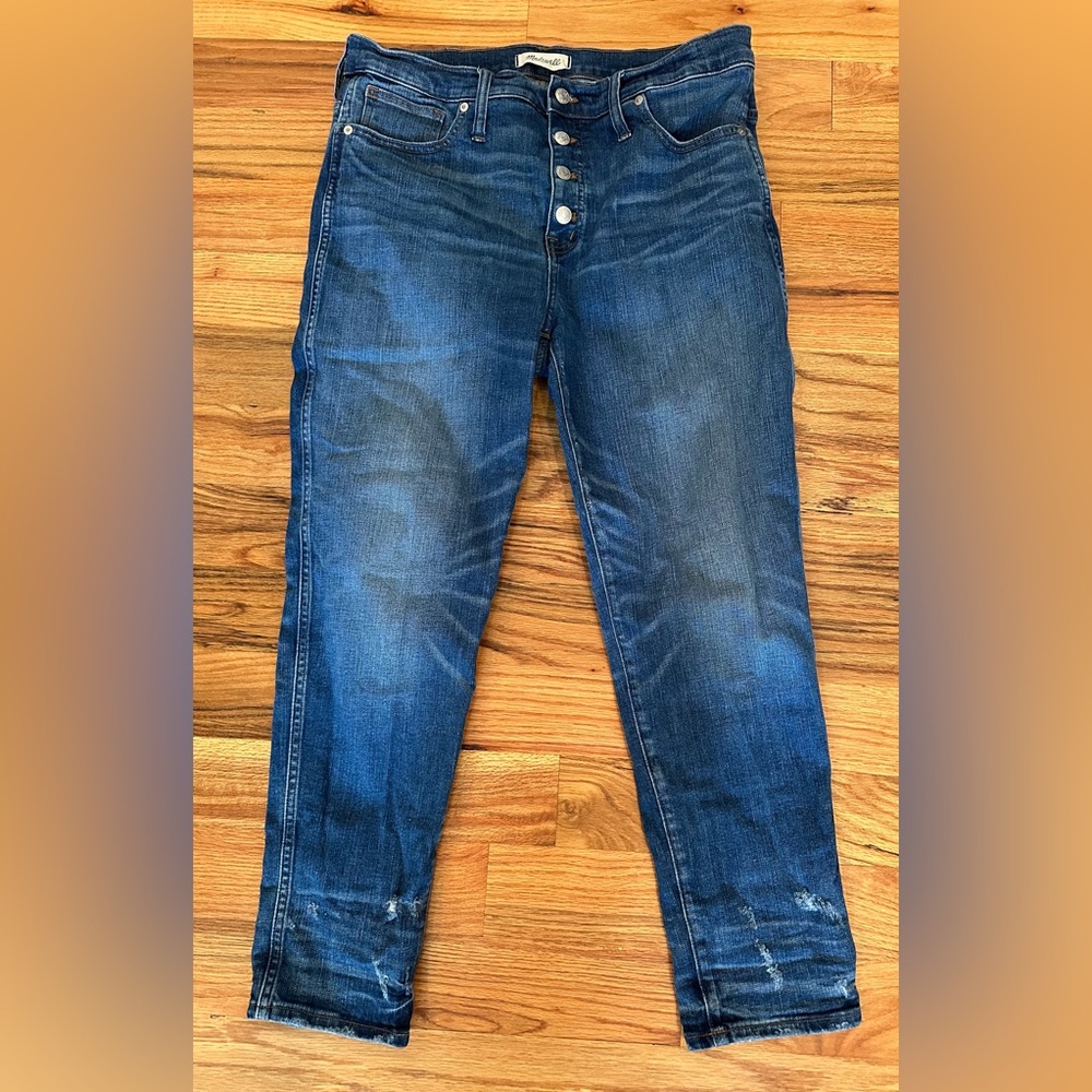 Madewell Distressed Women's Slim Straight Blue Jeans